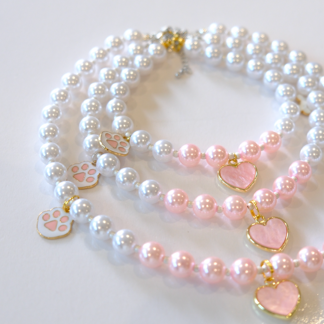 Handmade Pink Heart Pearl Necklace