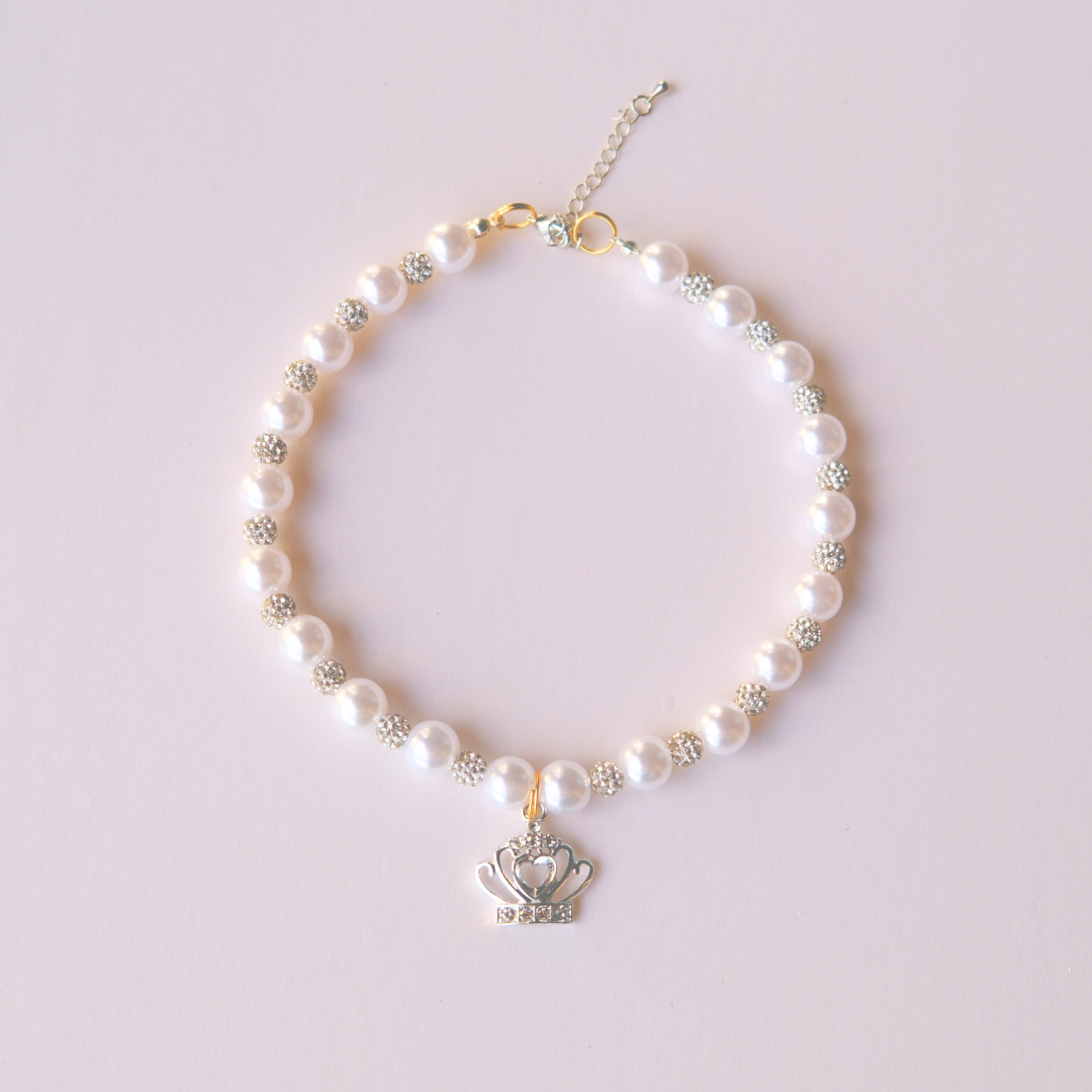 Handmade Royal Pearl Crown Necklace for Dogs&Cats