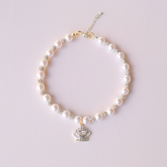 Handmade Royal Pearl Crown Necklace for Dogs&Cats