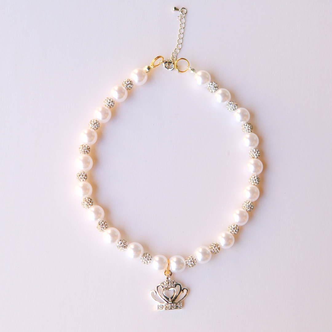 Handmade Royal Pearl Crown Necklace for Dogs&Cats