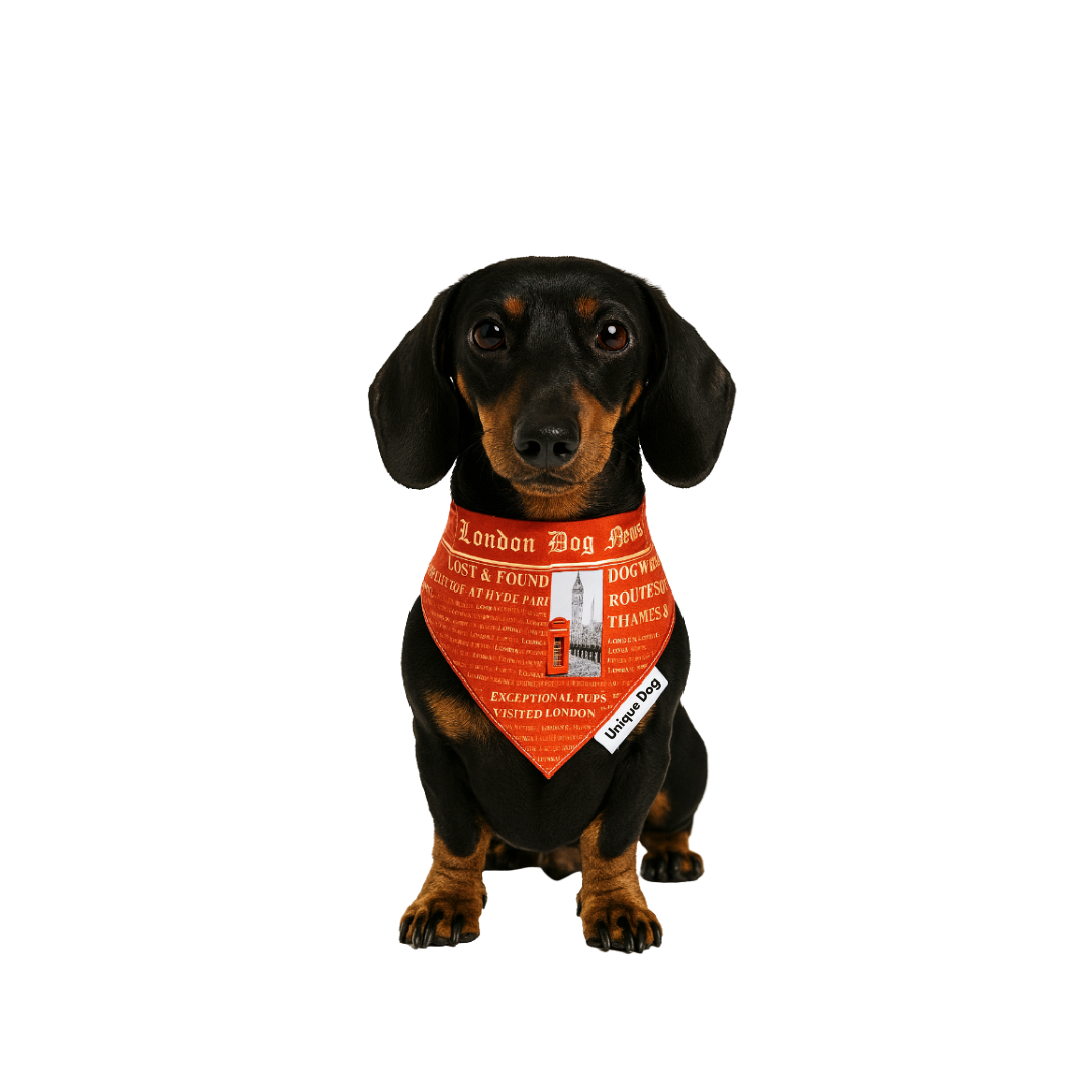 London Dog News Bandana – Vintage Newspaper Style Dog Scarf