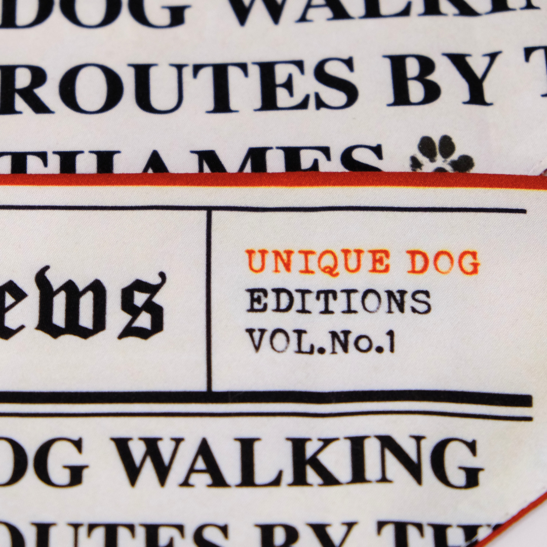 London Dog News Bandana – Vintage Newspaper Style Dog Scarf
