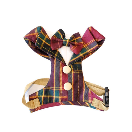 The Balmoral Regent – Burgundy Tartan Dog Harness
