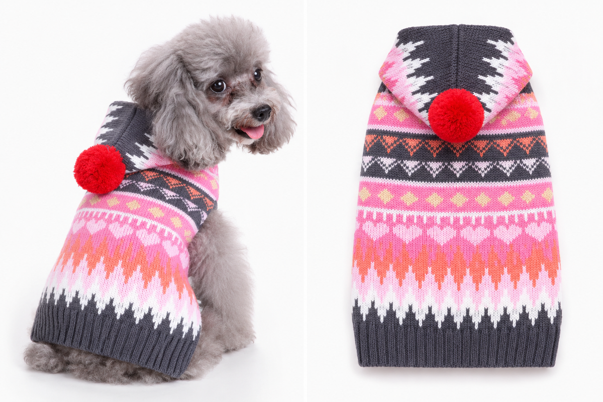 Xmas Pet Jumper - Gradient Pink Pom Pom Jumper