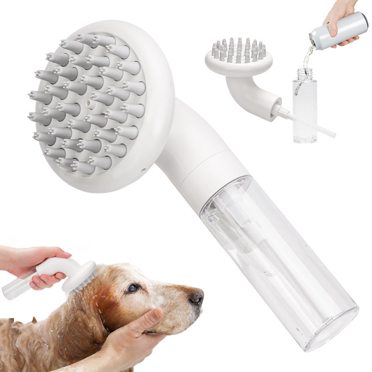 3-in-1 Silicone Dog Bath Brush — Shampoo Dispenser & Gentle Massage Groomer