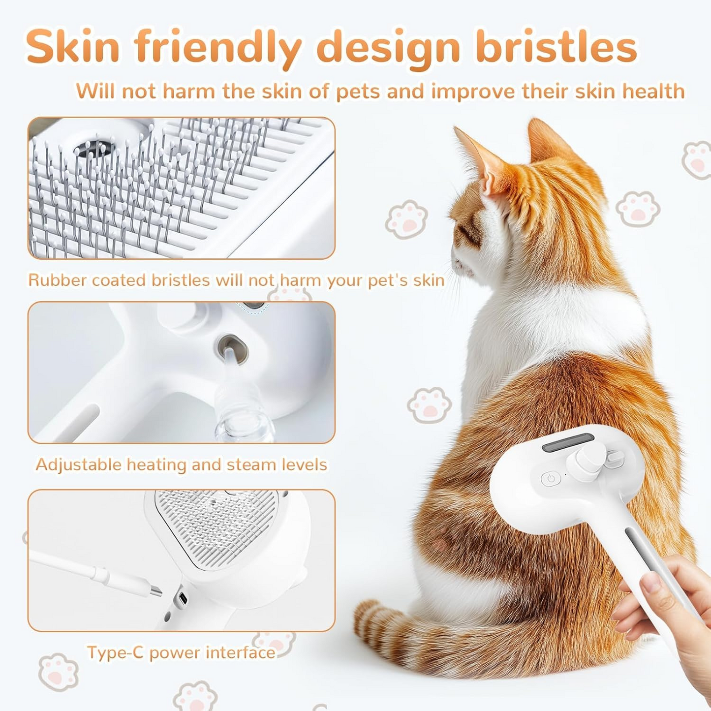 Magic Mist Self-Cleaning Grooming Brush — Rechargeable Steam Brush for Dogs & Cats with Hair Removal & Massage