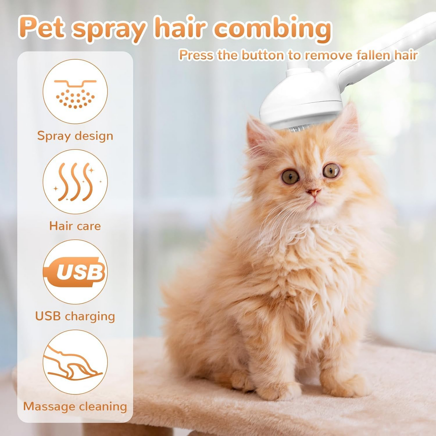 Magic Mist Self-Cleaning Grooming Brush — Rechargeable Steam Brush for Dogs & Cats with Hair Removal & Massage