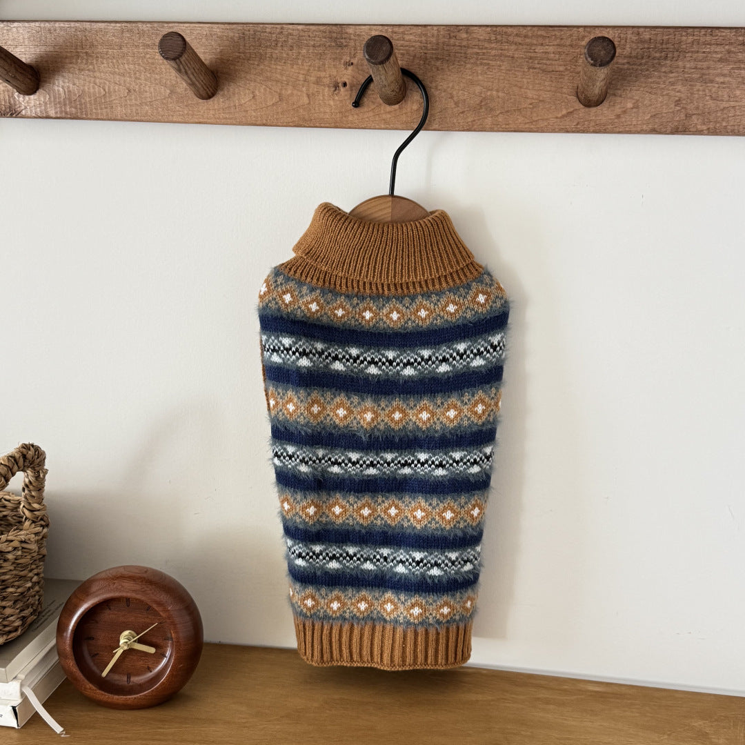 Pet Knit Jumper - Heritage Stripe Brown & Blue Jumper