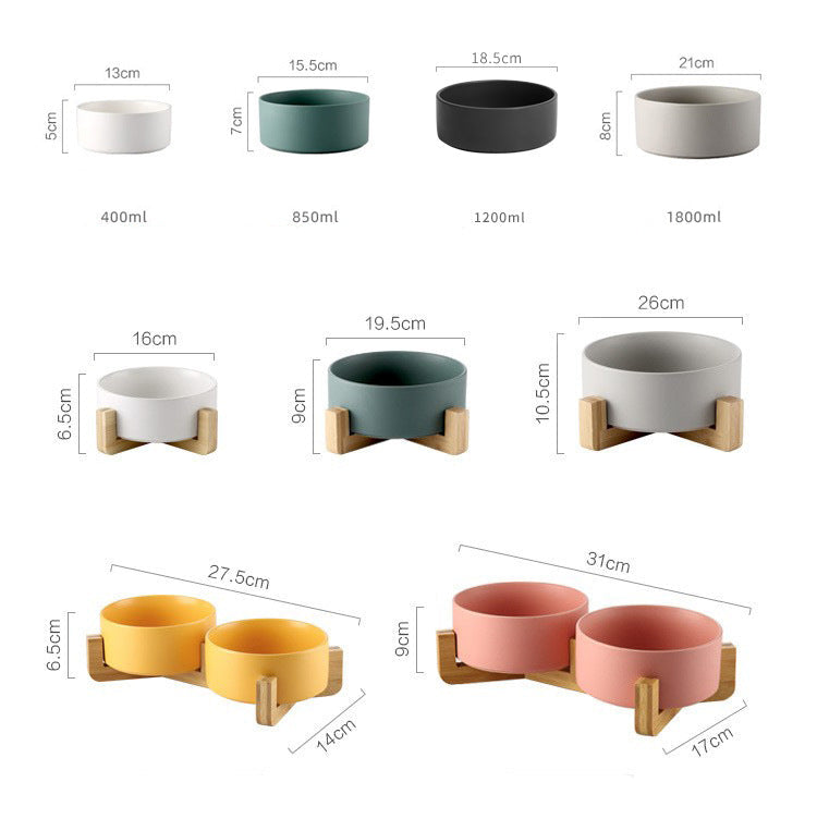 Green Ceramic Pet Bowl|Minimal Feeding Bowl (400ml / 850ml / 1800ml)