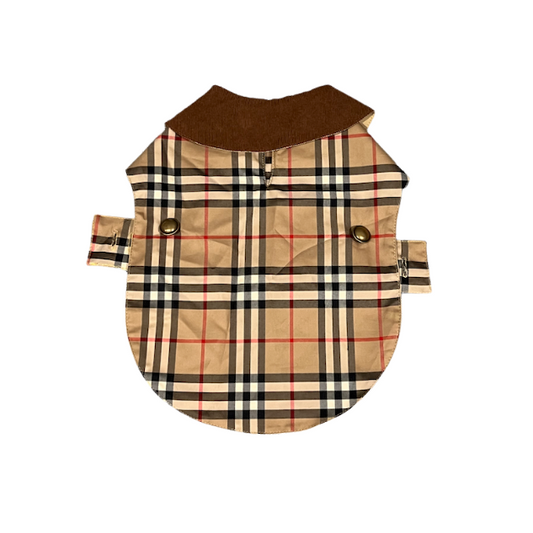Handmade British Heritage Dog Coat — Sand Check Field Edition