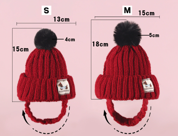 Cozy Knit Pom-Pom Dog Hat — Winter Warmth Edition