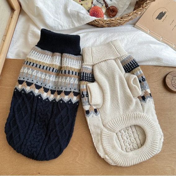 Retro Fair Isle Knit Dog Sweater — Cozy Winter Collection