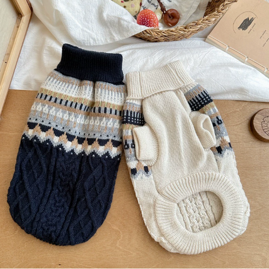 Retro Fair Isle Knit Dog Sweater — Cozy Winter Collection