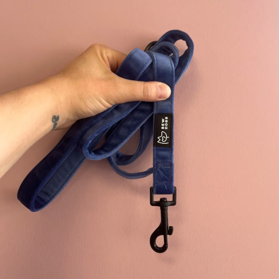 Midnight Blue Velvet Dog Lead