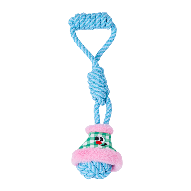 Handheld Lantern Rope Knot Dog Toy (Pink & Green)