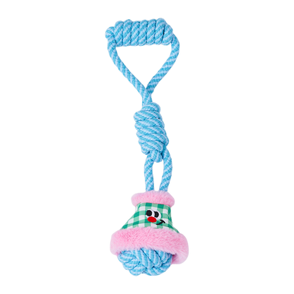 Handheld Lantern Rope Knot Dog Toy (Pink & Green)