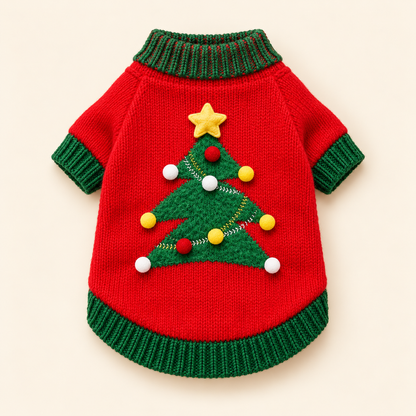 Xmas Pet Jumper - Festive Forest Red & Green Jumper