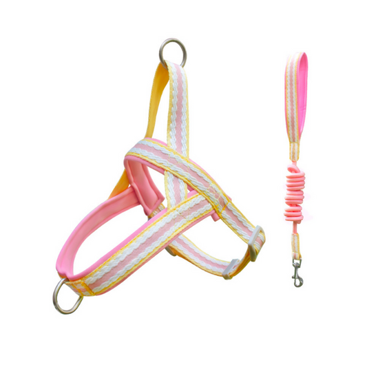 Harness without Matching Leash - Pastel Pink and Yellow