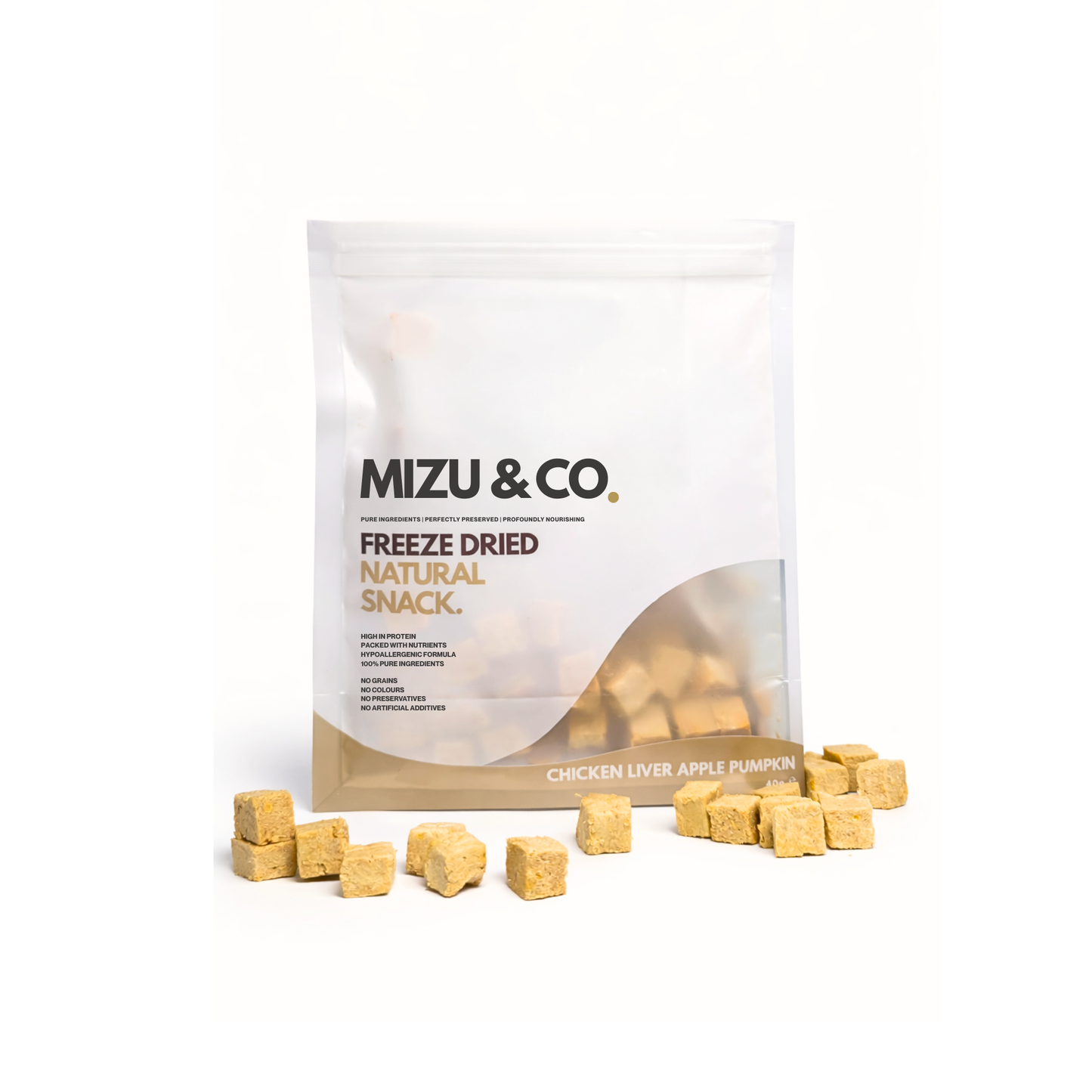 Freeze Dried Chicken liver, Pumpkin, Apple Cubes (70g)
