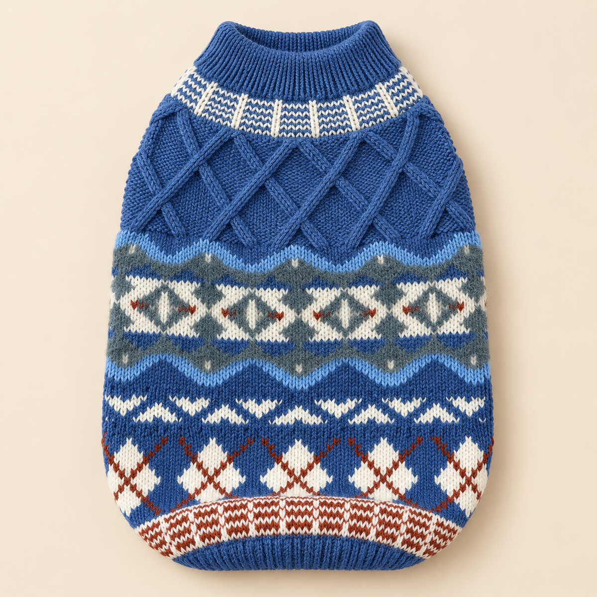 Pet Knit Jumper - Vintage Fair Isle Blue Jumper