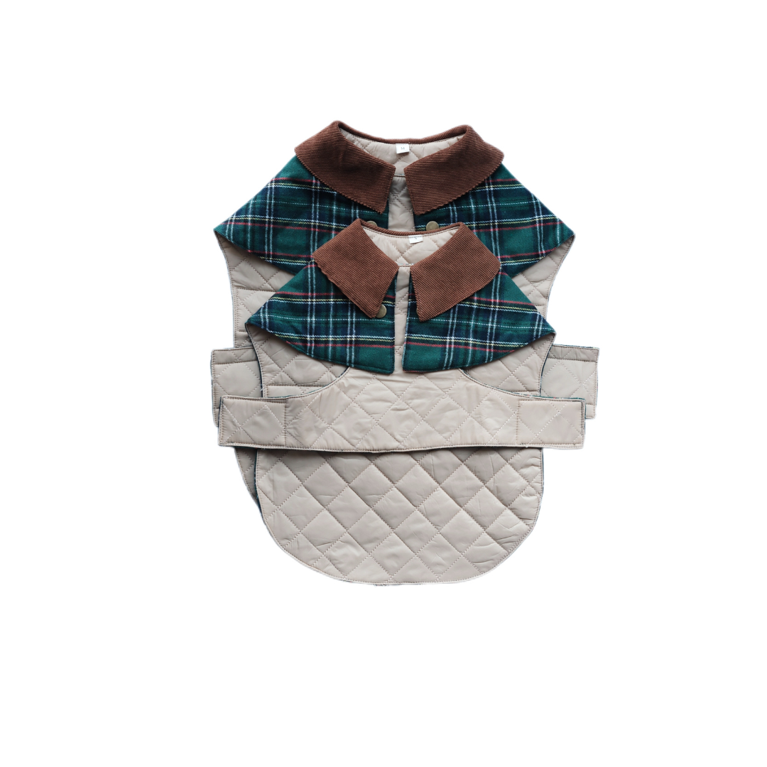 Unique Dog British Green Tartan Coat