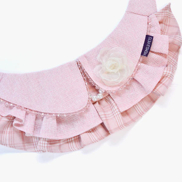 Matilda Pet Bandana - Lace & Pearl Neck Accessory for Dogs & Cats - Pink