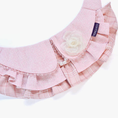 Matilda Pet Bandana - Lace & Pearl Neck Accessory for Dogs & Cats - Pink