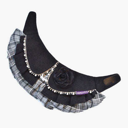 Matilda Pet Bandana - Lace & Pearl Neck Accessory for Dogs & Cats - Black
