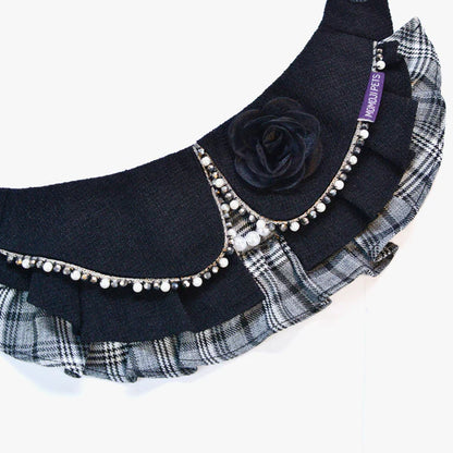 Matilda Pet Bandana - Lace & Pearl Neck Accessory for Dogs & Cats - Black