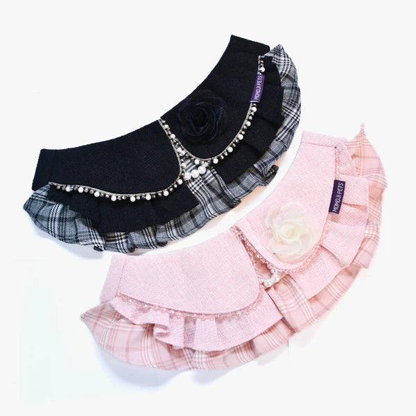 Matilda Pet Bandana - Lace & Pearl Neck Accessory for Dogs & Cats - Black