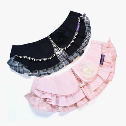 Matilda Pet Bandana - Lace & Pearl Neck Accessory for Dogs & Cats - Black