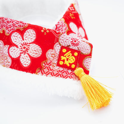 Fiesta Plum Blossom Pet Bandana – Lunar New Year Accessory (Dogs & Cats)