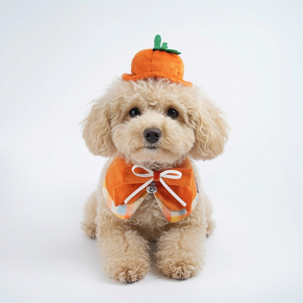 Pumpkin Scholar Pet Bib Collar – Outfit for Cats & Dogs