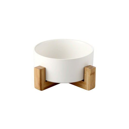 Ceramic Pet Bowl with Bamboo Stand