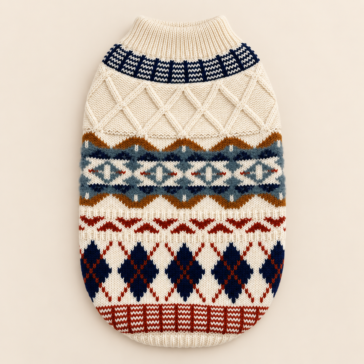 Pet Knit Jumper - Vintage Fair Isle Cream Jumper