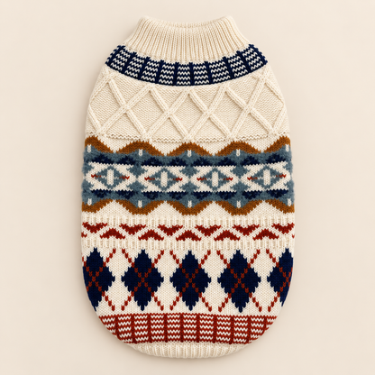 Pet Knit Jumper - Vintage Fair Isle Cream Jumper