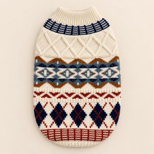 Pet Knit Jumper - Vintage Fair Isle Cream Jumper