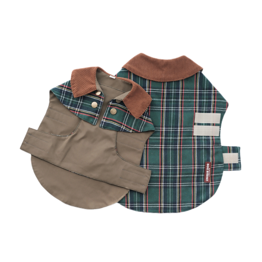 Unique Dog British Olive Tartan Light Coat