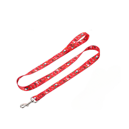 Cheerful Red Snowman Dog Leash