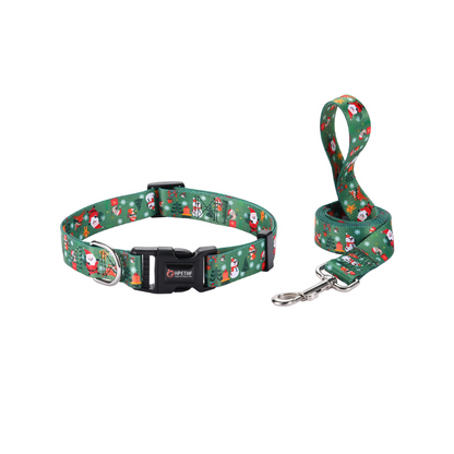 Jolly Green Snowman Collar and Leash Set