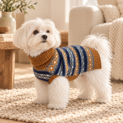 Pet Knit Jumper - Heritage Stripe Brown & Blue Jumper