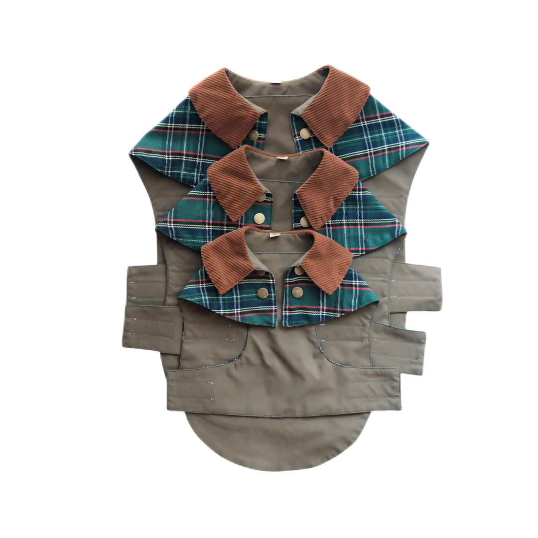 Unique Dog British Olive Tartan Light Coat