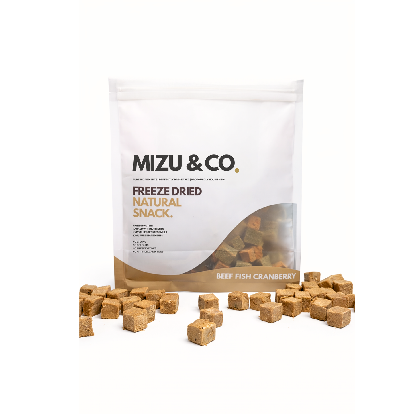 Freeze Dried Beef, Fish, Cranberry Cubes (70g)