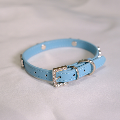 Blue Rhinestone Bone Dog Collar