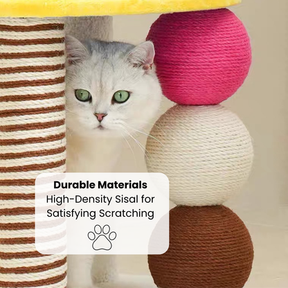 Two-Tier Arch Cat Tree with Balls and Rubbing Pole