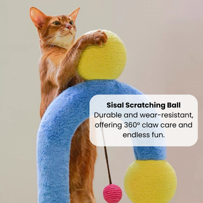 Cat Arch Tree with Balls and Rubbing Pole