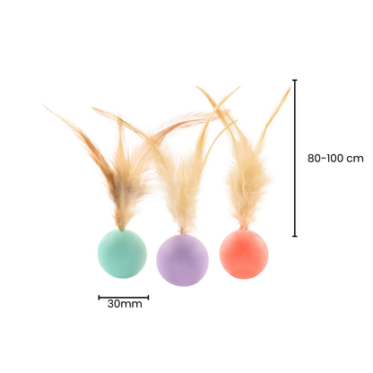 pidan Cat Toy Bouncy Ball & Feather Set (3-Pack)