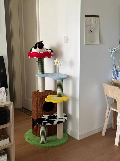 Deluxe 3-in-1 Multi-Function Cat Tree — Bed, Scratcher & Multi-Level Activity Tower