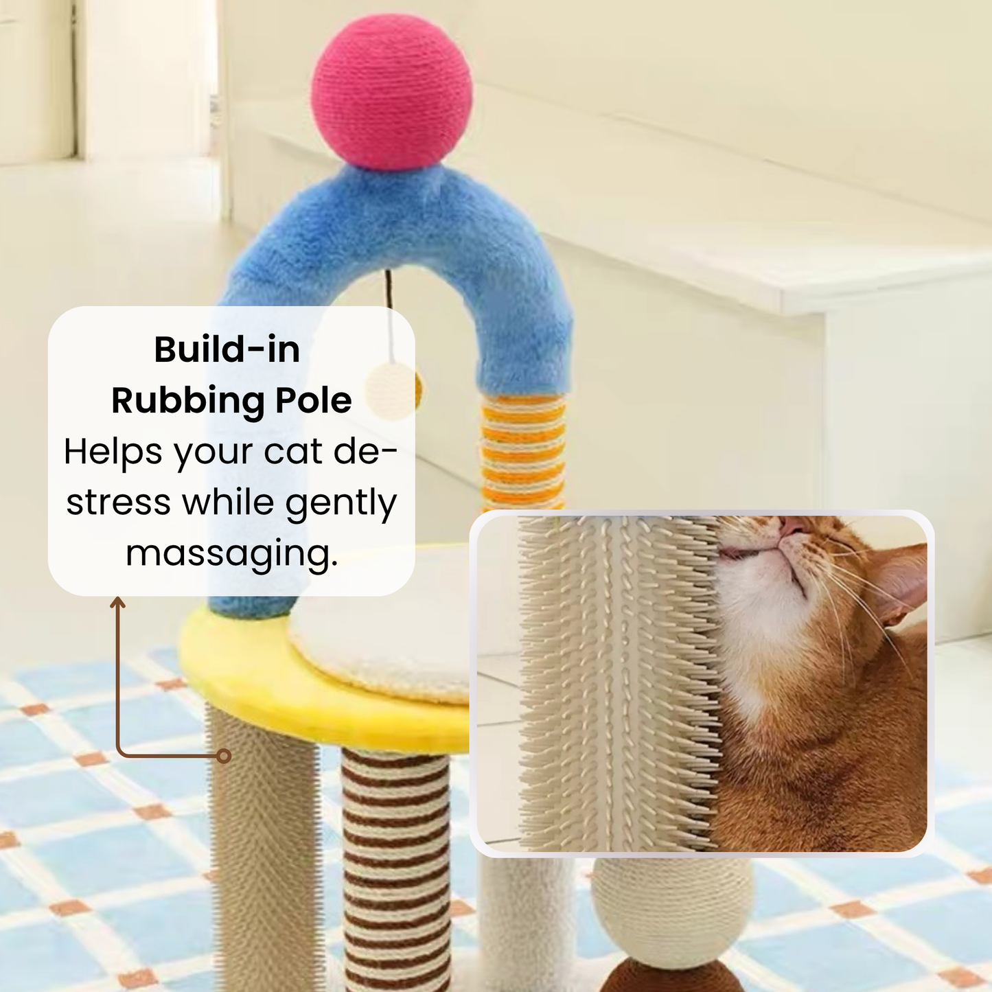 Two-Tier Arch Cat Tree with Balls and Rubbing Pole