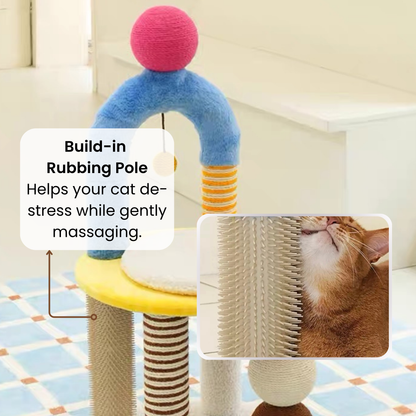 Two-Tier Arch Cat Tree with Balls and Rubbing Pole